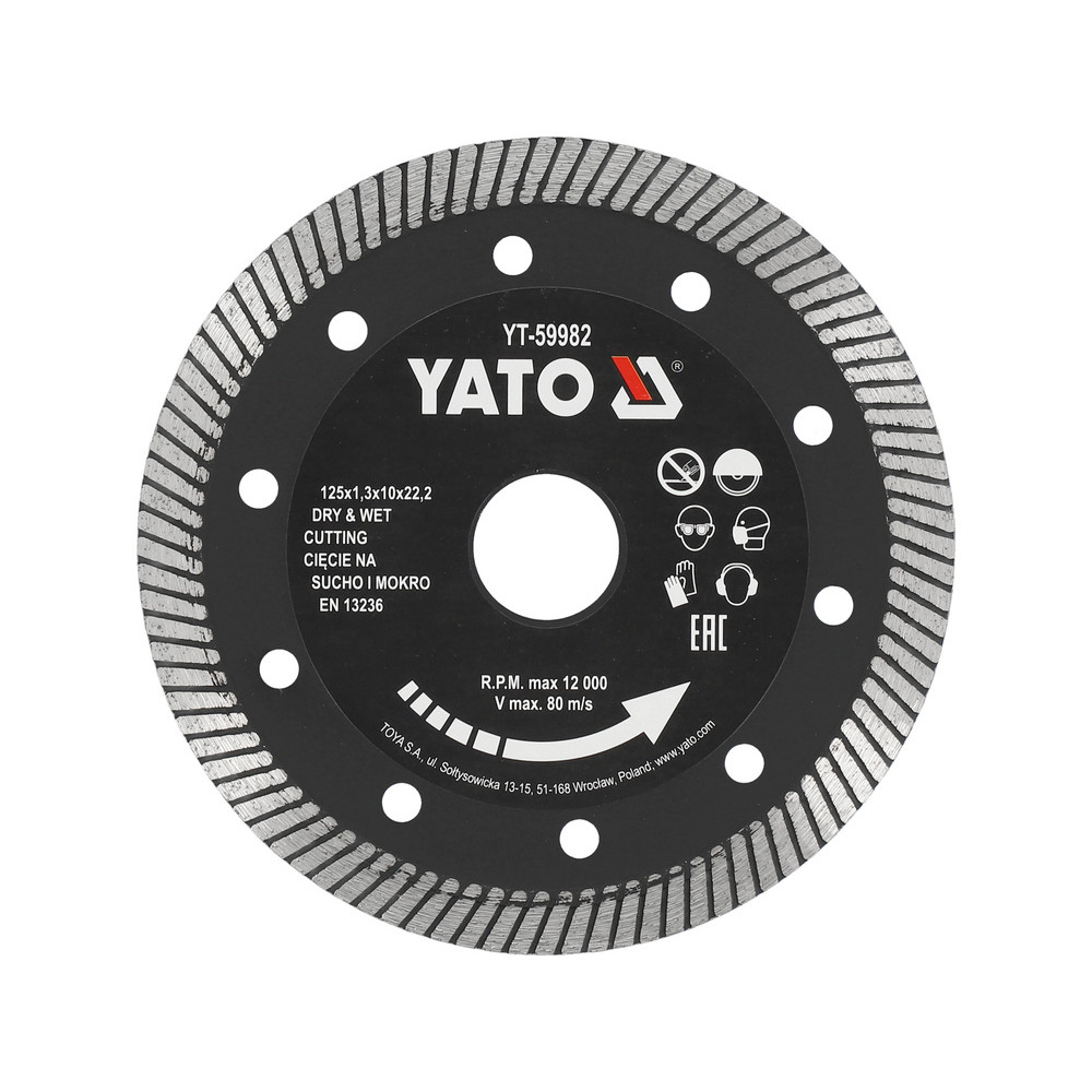 Yato Gyémánt turbó vágókorong 125 x 1,3 x 10 x 22,2 mm (YT-59982) Yato Gyémánt turbó vágókorong 125 x 1,3 x 10 x 22,2 mm (YT-59982)