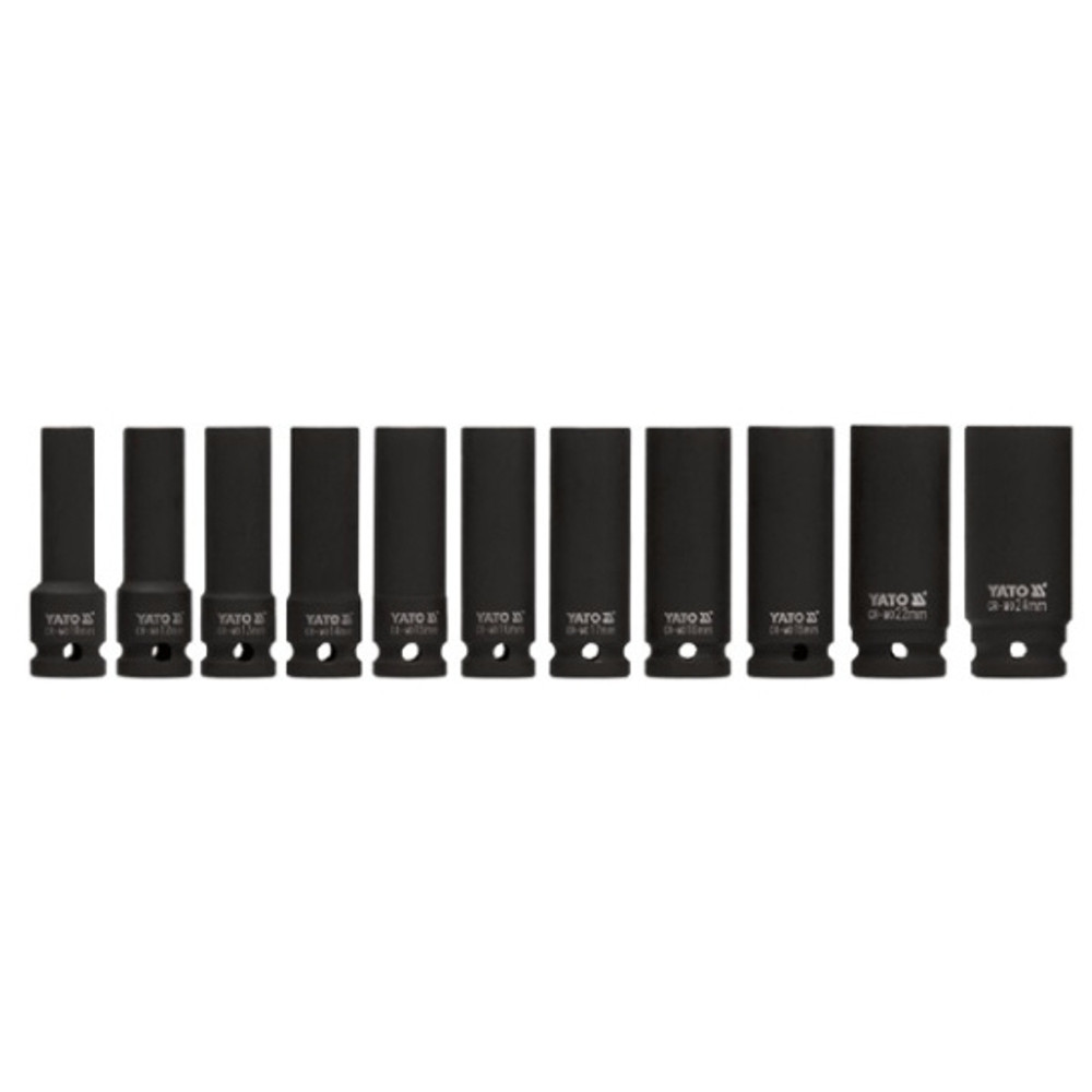 Yato Dugókulcs Hosszú Készlet 1/2" Gépi, 10-24mm, 11db-os (YT-1054) Yato Dugókulcs Hosszú Készlet 1/2" Gépi, 10-24mm, 11db-os (YT-1054)