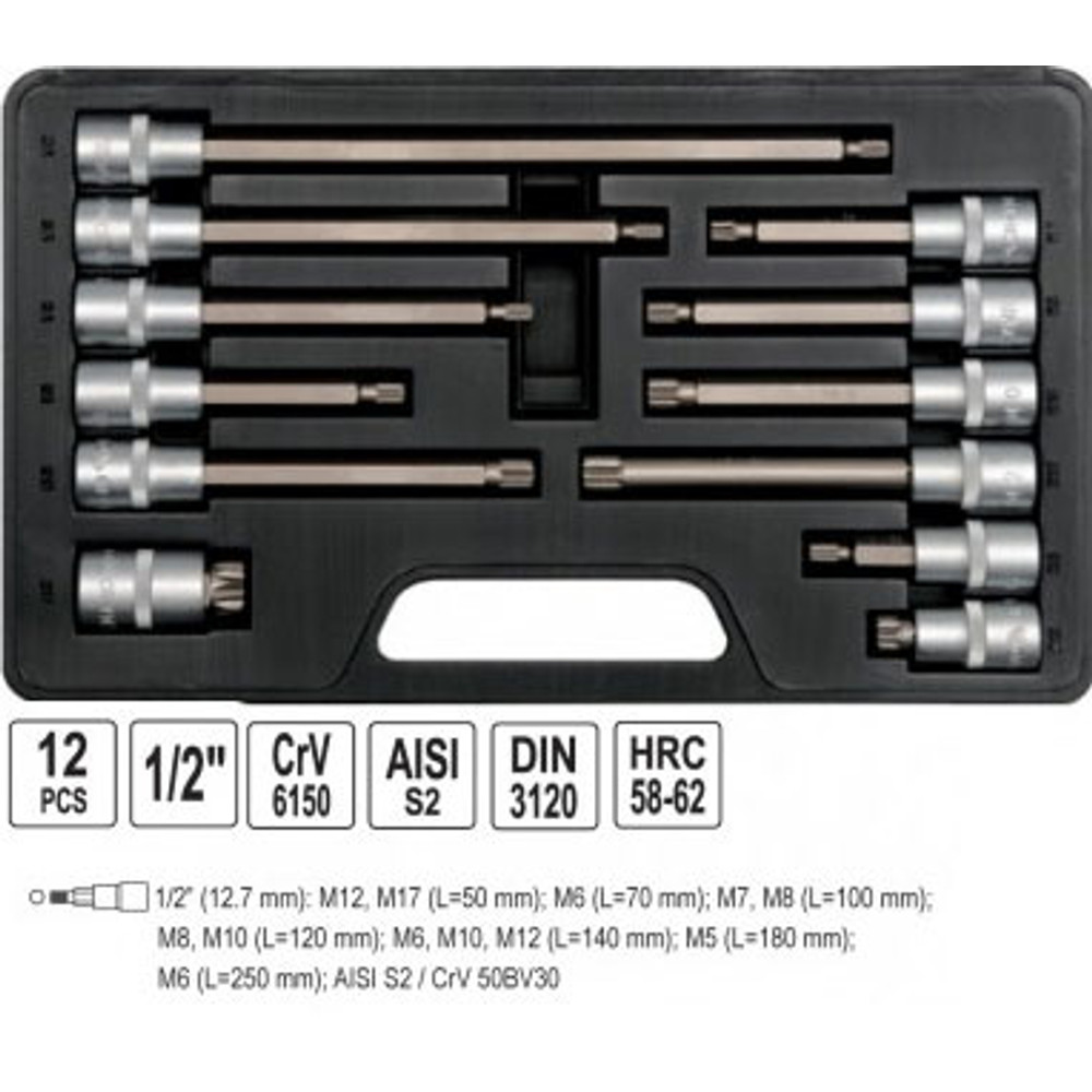 Yato Csapkulcs 1/2", 12 db-os (YT-7753) Yato Csapkulcs 1/2", 12 db-os (YT-7753)