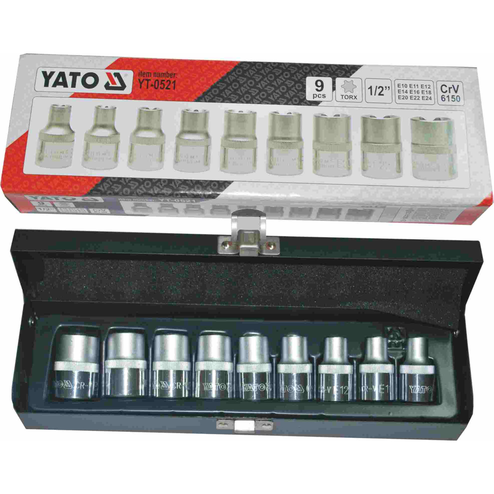 Yato Külső Torx-Dugókulcs Készlet 9db-os (E10-E24) (YT-0521)