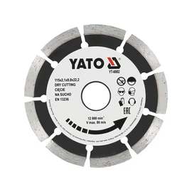 Yato Gyémánt vágókorong 115 x 2,1 x 8,0 x 22,2 mm szegmentált (YT-6002) Yato Gyémánt vágókorong 115 x 2,1 x 8,0 x 22,2 mm szegmentált (YT-6002)