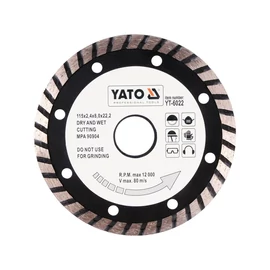 Yato Gyémánt vágókorong 115 x 2,4 x 8,0 x 22,2 mm turbo (YT-6022) Yato Gyémánt vágókorong 115 x 2,4 x 8,0 x 22,2 mm turbo (YT-6022)