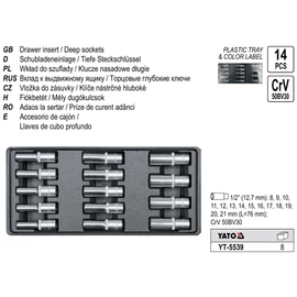 Yato Fiókbetét Hosszú dugókulcs készlet 1/2" (YT-5539)