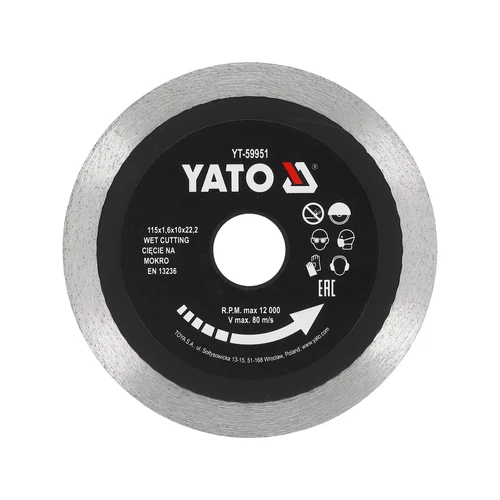 Yato Gyémánt vágókorong 115 x 1,6 x 10 x 22,2 mm folytonos (YT-59951)