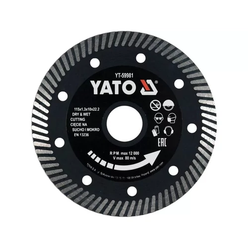 Yato Gyémánt vágókorong 115 x 1,3 x 10 x 22,2 mm turbó (YT-59981)