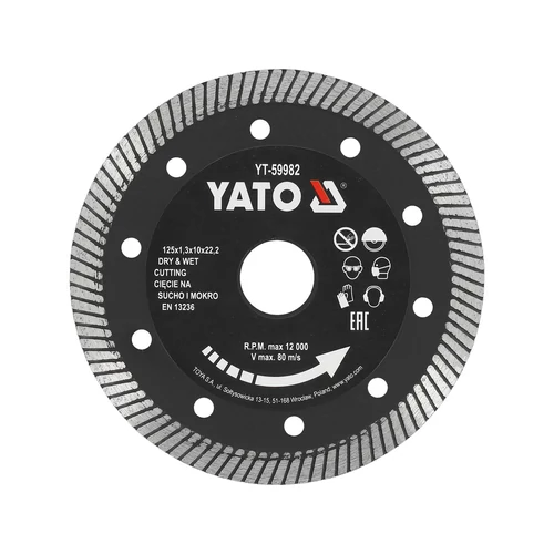 Yato Gyémánt turbó vágókorong 125 x 1,3 x 10 x 22,2 mm (YT-59982)