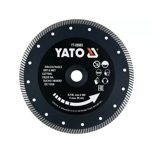 Yato Gyémánt vágókorong 230 x 2,0 x 10 x 22,2 mm turbó (YT-59985)