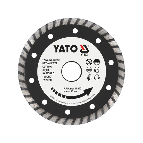 Yato Gyémánt vágókorong 125 x 2,6 x 8,0 x 22,2 mm turbo (YT-6023)