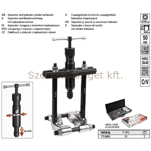Yato Csapágylehúzó és körmös csapágylehúzó hidraulikus kézpumpával (YT-0609)