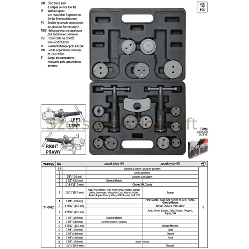 Yato Fékmunkahenger prés készlet 18 részes (YT-0682)