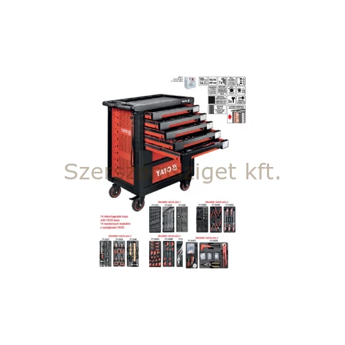 Yato Szerszámos kocsi szerszámokkal 189 db-os (YT-55292)
